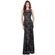 Starzz sin mangas de alta-Split Negro Lace vestido de noche largo ST000168-1